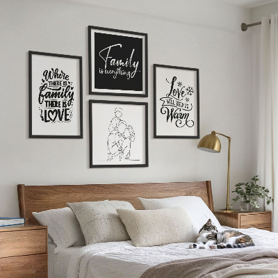 Daugiadalis paveikslas su rėmu Šeima, meilė, šiluma, namai
