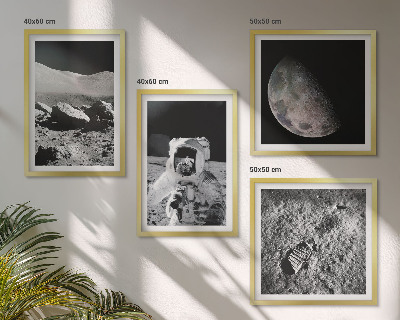 4 paveikslų rinkinys su rėmais Mėnulio astronauto pėdsakas