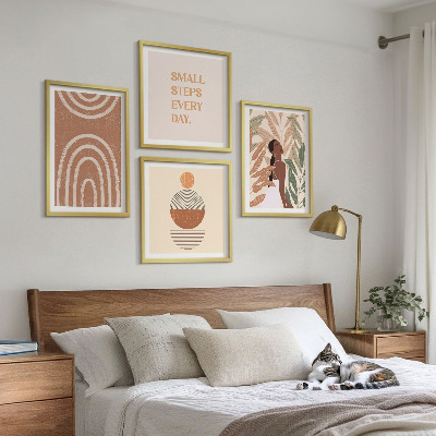 Paveikslų kompozicija ant sienos Stilingi augalų raštai ir geometrija