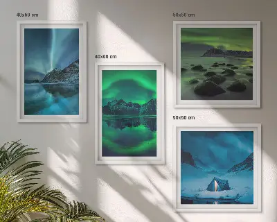 Žiemos peizažas su pašvaiste 4 paveikslų rinkinys su rėmais