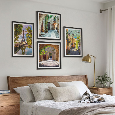 Paveikslų kompozicija ant sienos Eifelio gatvių architektūra