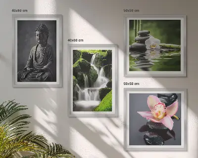 Daugiadalis paveikslas su rėmu zen stiliaus vandens akmenų ir Budos motyvų paveikslų rinkinys