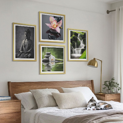 Daugiadalis paveikslas su rėmu ZEN paveikslai vandens akmenys Buda