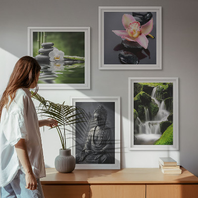 Daugiadalis paveikslas su rėmu ZEN paveikslai vandens akmenys Buda