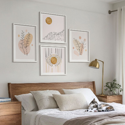 Paveikslų kompozicija ant sienos Minimalistiniai augalų piešiniai