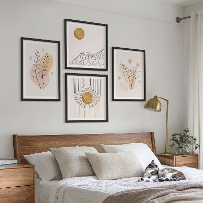 Paveikslų kompozicija ant sienos Minimalistiniai augalų piešiniai