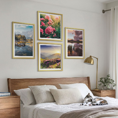 Daugiadalis paveikslas su rėmu Gėlės sode kalnų pieva vanduo