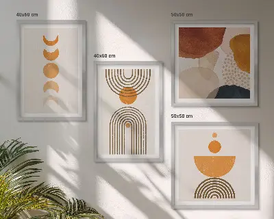 Paveikslų kompozicija ant sienos boho stiliaus minimalistinės dekoracijos