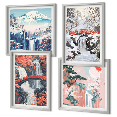 Daugiadalis paveikslas su rėmu Kalnų peizažai ir kriokliai