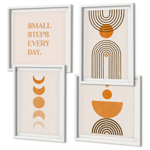 4 paveikslų rinkinys su rėmais Minimalistiniai boho raštai