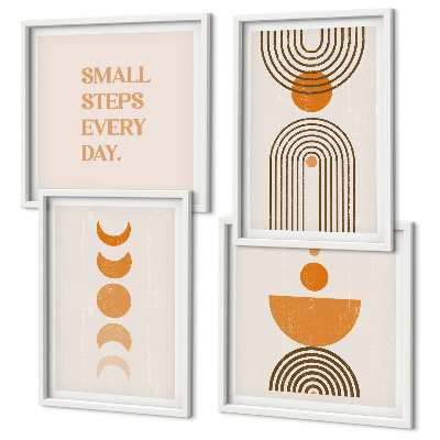 4 paveikslų rinkinys su rėmais Minimalistiniai boho raštai
