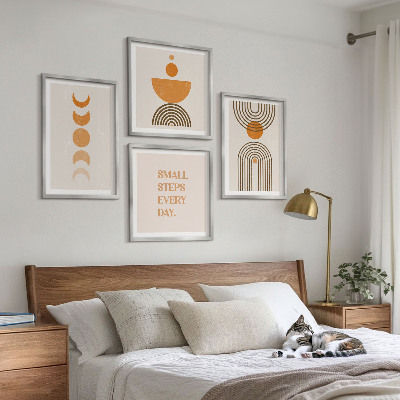4 paveikslų rinkinys su rėmais Minimalistiniai boho raštai