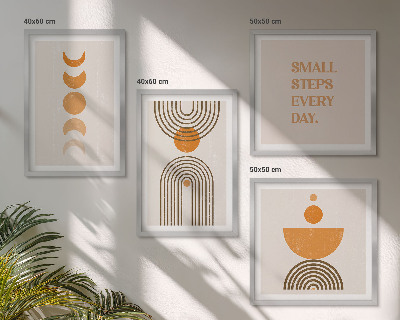 4 paveikslų rinkinys su rėmais Minimalistiniai boho raštai