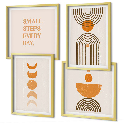 4 paveikslų rinkinys su rėmais Minimalistiniai boho raštai