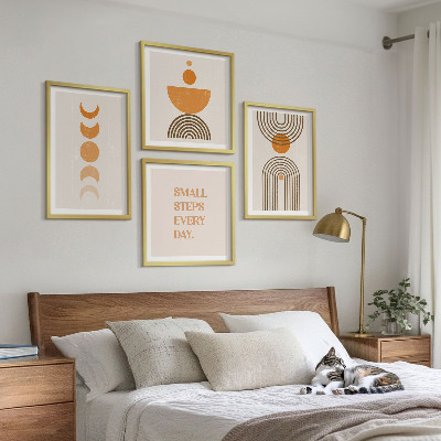 4 paveikslų rinkinys su rėmais Minimalistiniai boho raštai