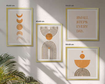 4 paveikslų rinkinys su rėmais Minimalistiniai boho raštai
