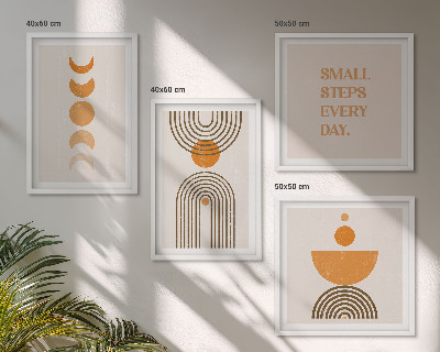 4 paveikslų rinkinys su rėmais Minimalistiniai boho raštai
