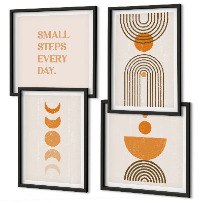 4 paveikslų rinkinys su rėmais Minimalistiniai boho raštai