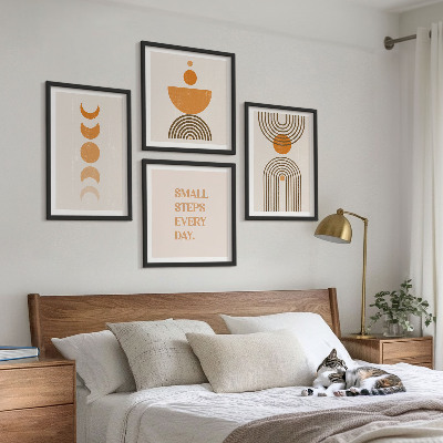 4 paveikslų rinkinys su rėmais Minimalistiniai boho raštai
