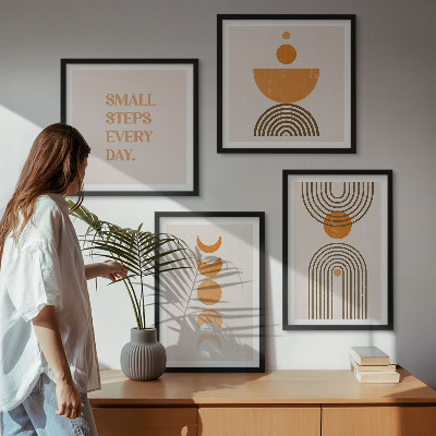 4 paveikslų rinkinys su rėmais Minimalistiniai boho raštai
