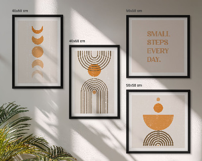 4 paveikslų rinkinys su rėmais Minimalistiniai boho raštai