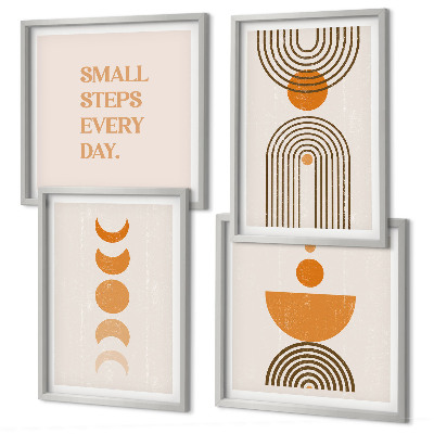 4 paveikslų rinkinys su rėmais Minimalistiniai boho raštai
