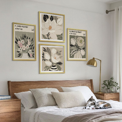 4 paveikslų rinkinys su rėmais Retro gėlės iš skirtingų miestų