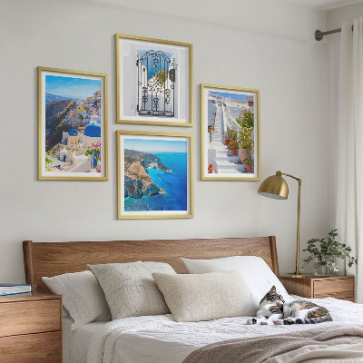 Paveikslų kompozicija ant sienos Santorinio graikų architektūra Oia