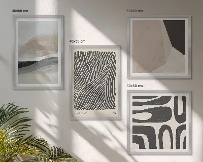 Paveikslų kompozicija ant sienos abstraktūs boho stiliaus raštai