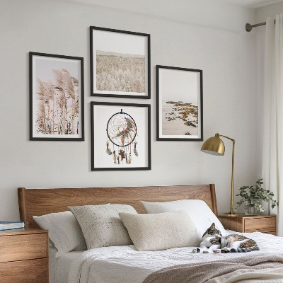Paveikslų kompozicija ant sienos Žolės laukai paplūdimyje boho stiliumi