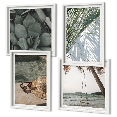 Paveikslų kompozicija ant sienos Tropiniai augalai atostogoms