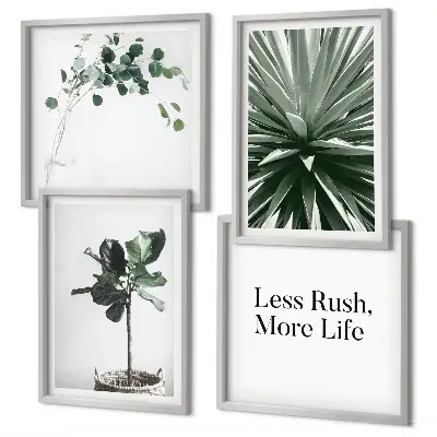 Daugiadalis paveikslas su rėmu žaliųjų augalų minimalizmo motyvais