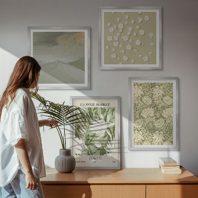 Daugiadalis paveikslas su rėmu Boho stiliaus gėlių abstrakcijos
