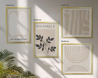 Daugiadalis paveikslas su rėmu boho stiliaus subtilūs augalų motyvai