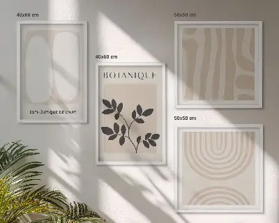 Daugiadalis paveikslas su rėmu boho stiliaus subtilūs augalų motyvai