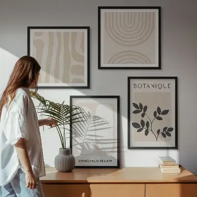 Daugiadalis paveikslas su rėmu boho stiliaus subtilūs augalų motyvai