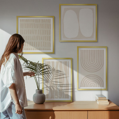 4 paveikslų rinkinys su rėmais Abstraktūs bohemiški raštai ir formos
