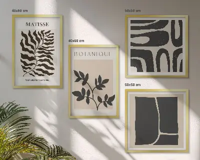 Minimalistiniai augalų plakatai daugiadalis paveikslas su rėmu