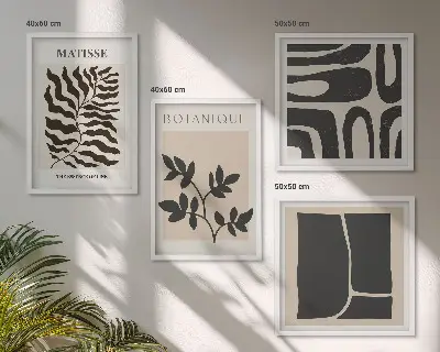Minimalistiniai augalų plakatai daugiadalis paveikslas su rėmu
