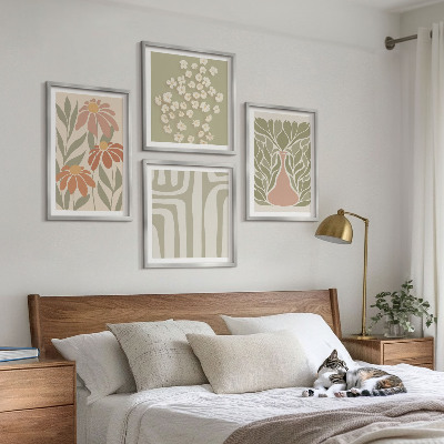 Paveikslų kompozicija ant sienos Gėlių minimalistinis bohemiškas stilius
