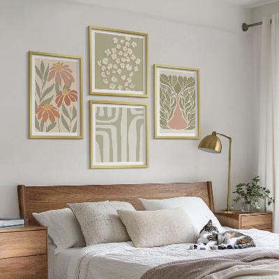 Paveikslų kompozicija ant sienos Gėlių minimalistinis bohemiškas stilius
