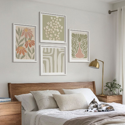 Paveikslų kompozicija ant sienos Gėlių minimalistinis bohemiškas stilius