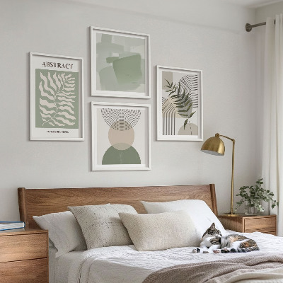 Paveikslų kompozicija ant sienos Botaninės boho abstrakcijos