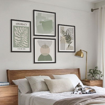 Paveikslų kompozicija ant sienos Botaninės boho abstrakcijos