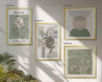 4 paveikslų rinkinys su rėmais Geometriniai botaniniai raštai