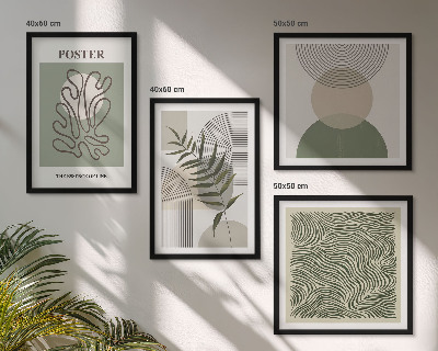 4 paveikslų rinkinys su rėmais Geometriniai botaniniai raštai