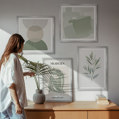 Daugiadalis paveikslas su rėmu Stilinga abstrakti augalų grafika