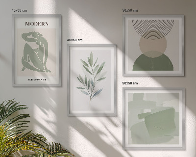 Daugiadalis paveikslas su rėmu Stilinga abstrakti augalų grafika