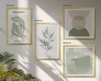 Daugiadalis paveikslas su rėmu Stilinga abstrakti augalų grafika