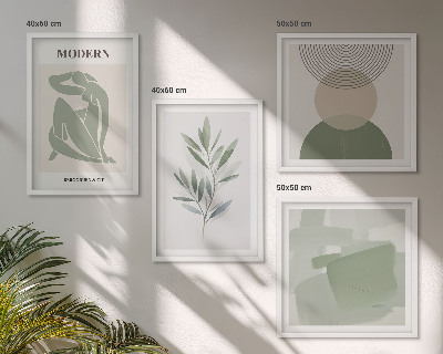 Daugiadalis paveikslas su rėmu Stilinga abstrakti augalų grafika